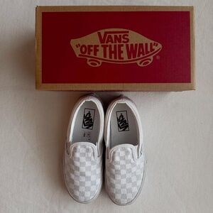 Vans Classic Slip-On – Metallic Checkerboard Silver Youth Size 12.5